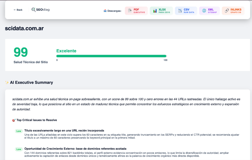 Reporte detallado de auditoría SEO